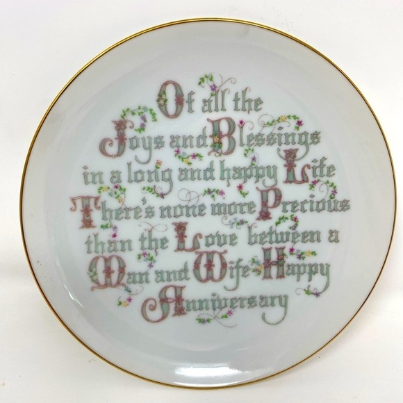 Vintage Lasting Memories Porcelain Happy Anniversary 6” Plate - Picture 1 of 4